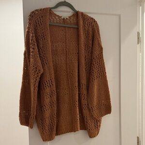 Cozy Brown Open-Knit Sweater